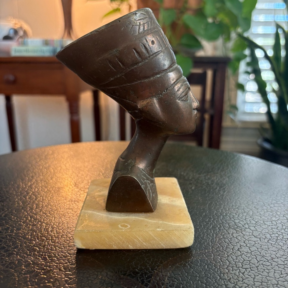 Nefertiti Bronze and Marble Bust